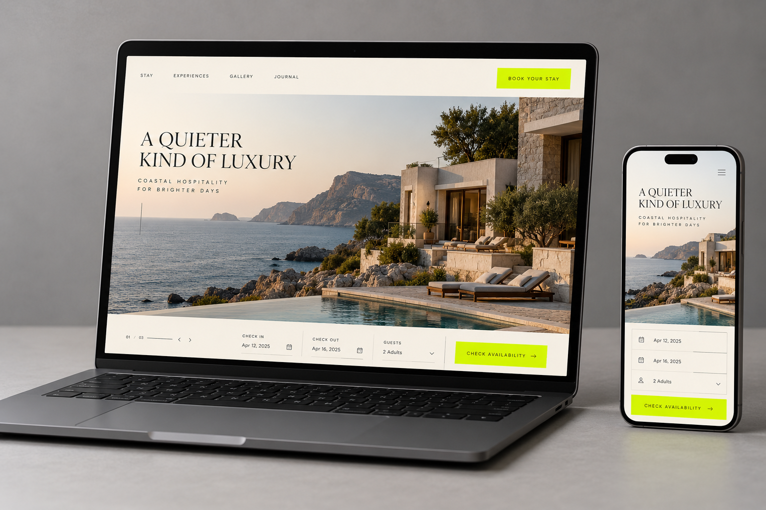 Propuesta visual de web de hotel en portátil y móvil